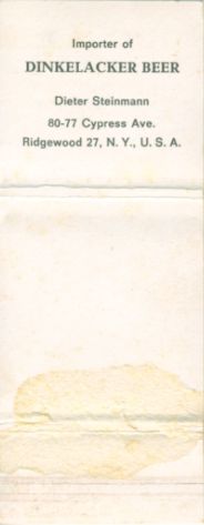 International Plaza (Dinkelacker Beer) matchbook