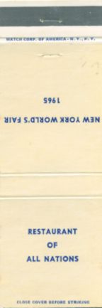 Restaurant of All Nations matchbook