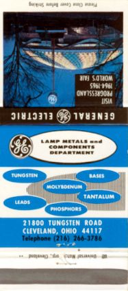 General Electric matchbook