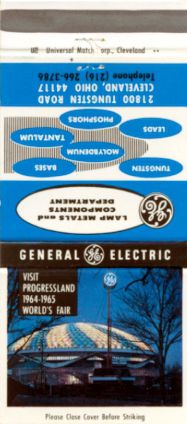 General Electric matchbook
