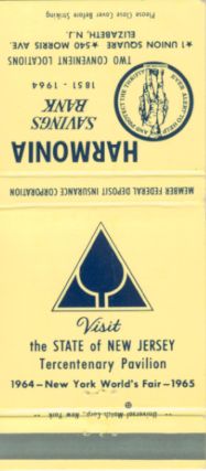 Harmonia Savings Bank matchbook