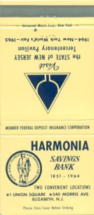 Harmonia Savings Bank matchbook