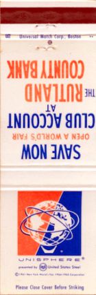 Rutland County Bank matchbook