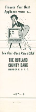 Rutland County Bank matchbook