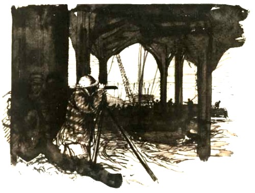 Men at Work — construction sketch accompanying Alessandro Olschki remarks