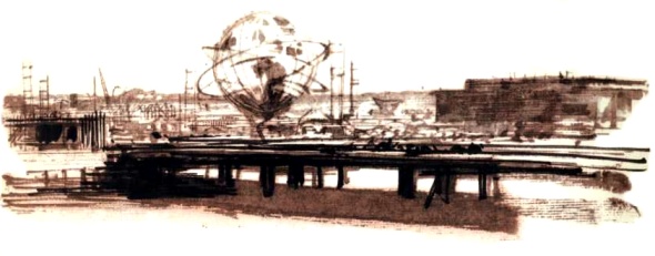 Men at Work — construction sketch by Luciano Guarnieri