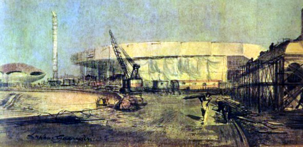 Men at Work — Travelers, Bell System, and Rheingold Little Old New York under construction