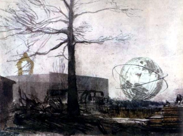 Men at Work — Pakistan pavilion and Unisphere under construction