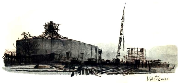 Men at Work — construction sketch of Fair site work