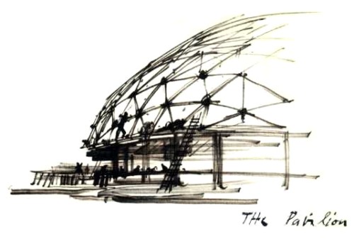Men at Work — construction sketch of Fair building work