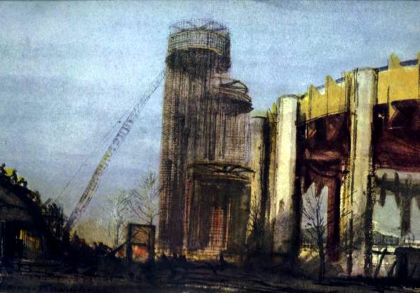 Men at Work — New York State pavilion under construction