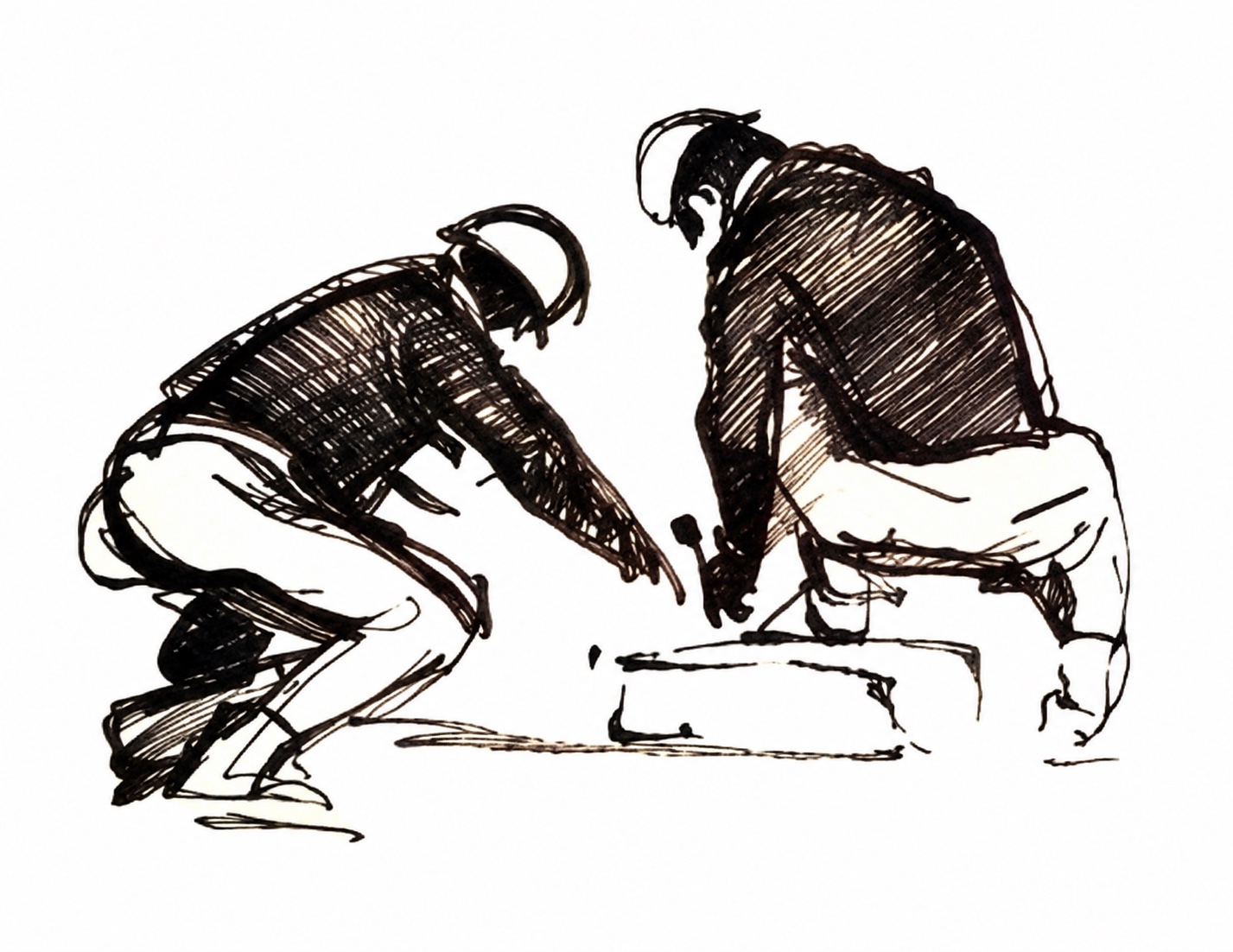 Men at Work — Luciano Guarnieri sketch of workers constructing the Fair
