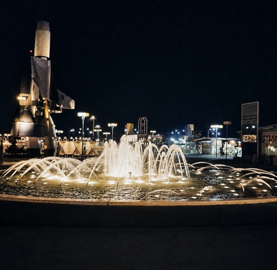 Fountain of Progress North Illuminated at Night
