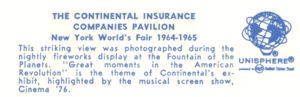 Reverse — Continental Insurance Pavilion postcard No. 89814-B