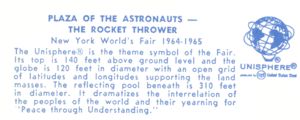 Reverse — Plaza of the Astronauts official postcard