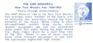 Reverse — Monorail (day) official postcard