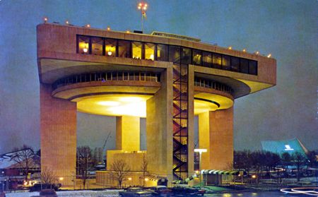 New York Port Authority (Night) official postcard No. 83130-B