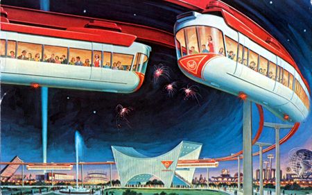 Monorail (night) official postcard No. 83734-B