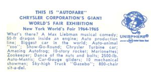 Reverse — Chrysler -Autofare official postcard
