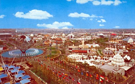 Unisphere & the Court of Nat's. from N.Y.S. Tower official postcard No. 87502-B