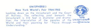 Reverse — Unisphere & the Court of Nat's. from N.Y.S. Tower official postcard