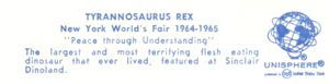 Reverse — Sinclair Tyrannosaur official postcard