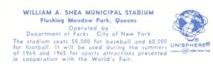 Reverse — Shea Stadium official postcard