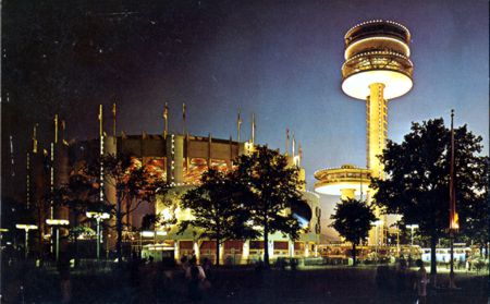 Night N.Y. State Pavilion official postcard No. 91862-B