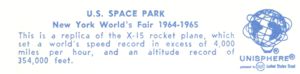 Reverse — Replica of X-15 Rocket Plane - U.S. Space Park official postcard