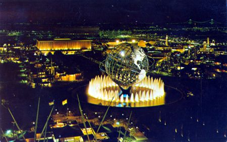 Night Unisphere from N.Y.S. Towers official postcard No. 92320-B