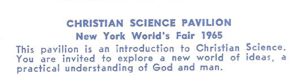 Reverse — Christian Science Pavilion exhibitor postcard