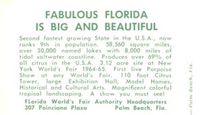Reverse — Florida Pavilion exhibitor postcard