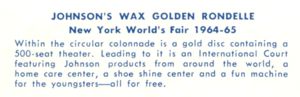 Reverse — Johnson Wax Golden Rondelle exhibitor postcard