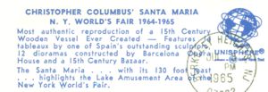Reverse — Santa Maria exhibitor postcard