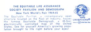 Reverse — Equitable Demograph Pavilion exhibitor postcard