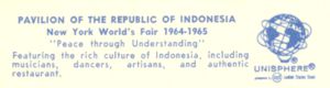 Reverse — Indonesia Pavilion exhibitor postcard