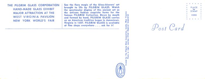 Reverse — Pilgrim Glass Corporation exhibitor postcard