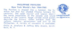 Reverse — Philippines Pavilion exhibitor postcard
