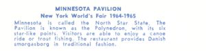 Reverse — Minnesota Pavilion exhibitor postcard