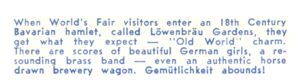 Reverse — Lowenbrau Gardens exhibitor postcard