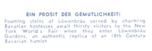 Reverse — Lowenbrau Gardens exhibitor postcard