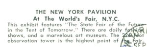Reverse — The N. Y. Pavilion unauthorized postcard