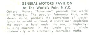 Reverse — General Motors Pavilion unauthorized postcard