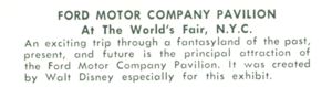 Reverse — Ford Motor Company Pavilion unauthorized postcard