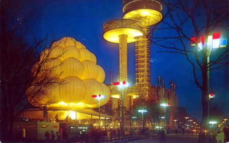 N.Y.S. Pavilion (Night) unauthorized postcard No. WF9