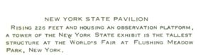 Reverse — N.Y.S. Pavilion (Night) unauthorized postcard