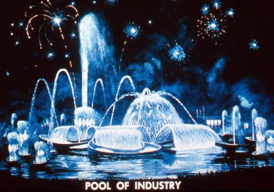 Architect's rendering of the Fountain of the Planets