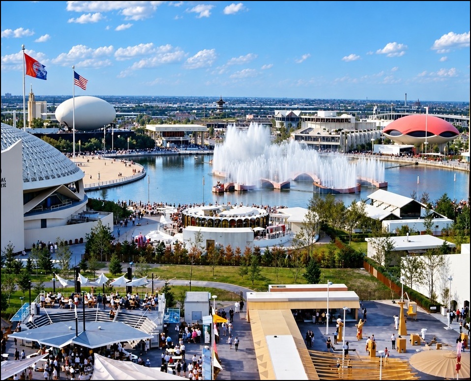 Pool of Industry — fireworks, water, color and music