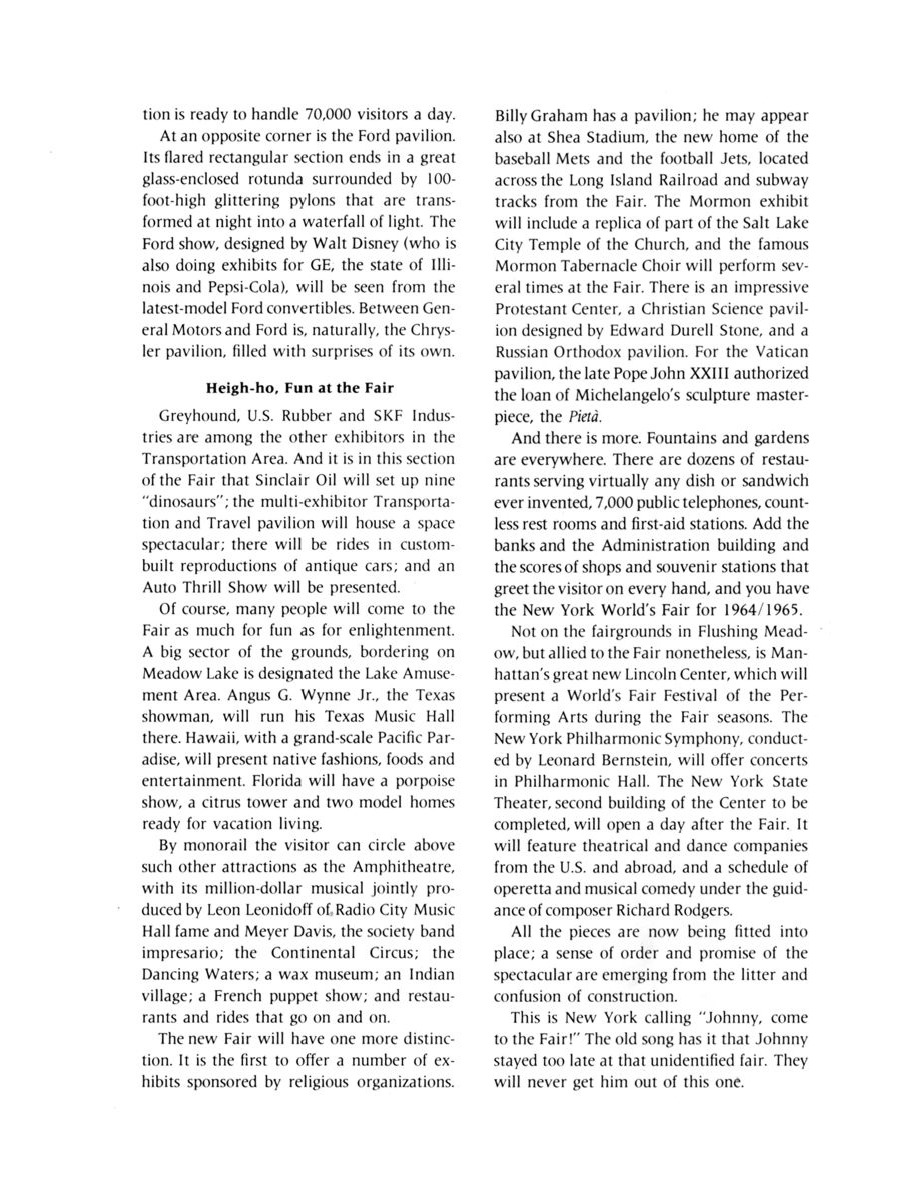 Official Preview New York World's Fair 1964/1965 — page from the Official Preview Book