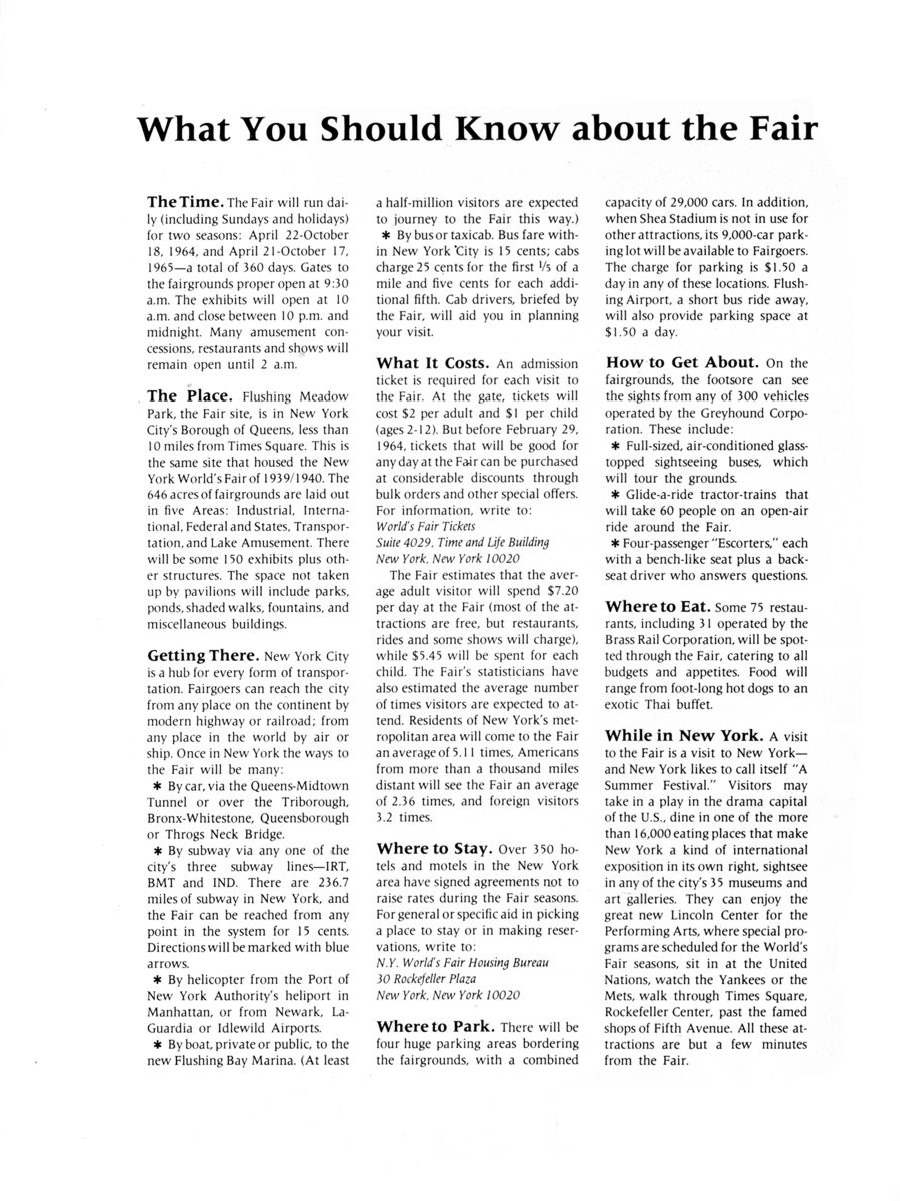 Official Preview New York World's Fair 1964/1965 — page from the Official Preview Book